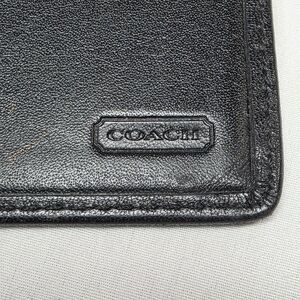 Vintage Coach Soft Black Leather Bifold Checkbook Case w/Pen Holder,Slip Pockets